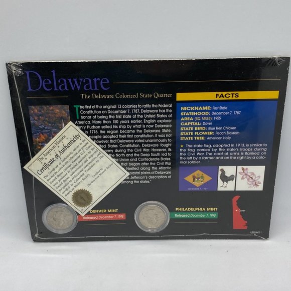 Colorized State Quarter NEW Philadelphia and Denver Mint -- Delaware - Picture 2 of 2